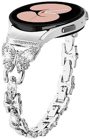 MVRYCE Galaxy Watch 6 40 mm 44 mm Armband für Damen, Stahl-Strasssteine, verstellbare Fitness-Armbänder, kompatibel mit Galaxy Watch 6 Classic Band 43 mm 47 mm (Splitter)