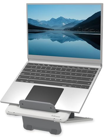 Fellowes Breyta™ Verstellbarer Laptop-Ständer, 12 Höhenstufen, tragbar, ergonomisch, 97% recycelt, 100% recycelbar, für Zuhause & Büro, bis 15,6 Zoll, max. 4 kg, weiß