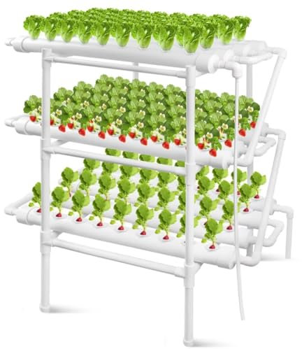 Kalolary 3 Layer Hydroponic Grow Kit, 108 Sites Hydroponic Planting Equipment with Water Pump, Hydroponic Growing System with Grow Baskets and Sponges
