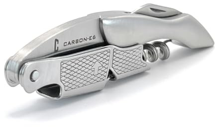 CARBON-E6 Professional Waiter's Corkscrew Wine Bottle Opener (The ultimate wine key for bartenders, servers, sommeliers, connoisseurs, enologists, and all wine enthusiasts)