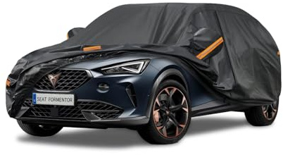Kayme Autoplane Wasserdicht Atmungsaktiv für Seat/Cupra Formentor (2020-2025), 7 Schichten Vollgarage Autoabdeckung für Regen Sonne Staub Schutz Verkratzt, Autoabdeckung mit Reflektierenden Streifen.