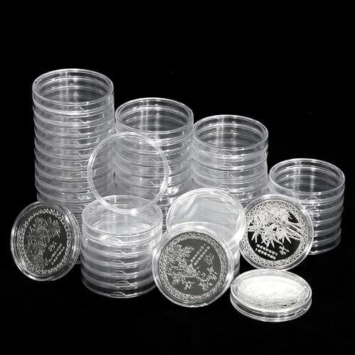 Namzi 100 Stück durchsichtige Münzkapseln aus Kunststoff, Silberdollar-Münzhalter, Münzschutz, Münzetuis für Sammler, Münzsammelzubehör, Münzhüllen (40,6 mm)
