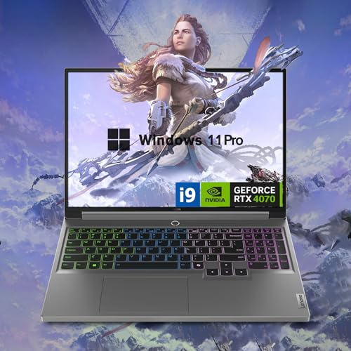 Lenovo Legion 16 QHD+ i9 RTX 4070 Gaming Laptop, 16 QHD+ (2560 x 1600) 165 Hz, Intel i9-14900HX, NVIDIA GeForce RTX 4070 (Boost Clock 2175MHz, TGP 140W), 32GB RAM, 1TB SSD, Windows 11 Home