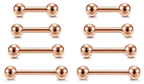 JSDDE Edelstahl Brustwarzenpiercing Zungenpiercing Nippelpiercing Piercing Set 1.6MM/14g Barbells Piercing Schmuck 6mm 8mm 10mm 12mm