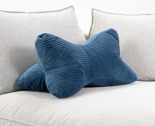 CozyKing Leseknochen XXL 60x30x30 cm Cord Blau Nackenkissen Knochenkissen Nackenrolle Lesekissen Öko-Tex 100 Zertifiziert und 60°C waschbar - Kissen für Nacken, Knie oder Bauch zum Lesen oder Relaxen