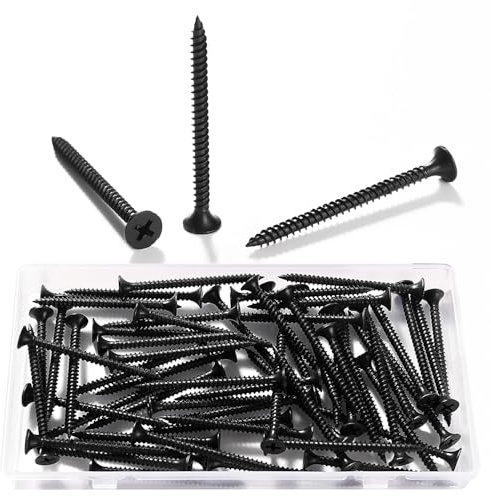 VooGenzek 60 Pièces M3.5 * 50 mm Vis à Bois À Filetage Épais, Vis Cruciformes, Vis Autotaraudeuses, pour Cloisons SèChes, Meubles En Bois, Noir