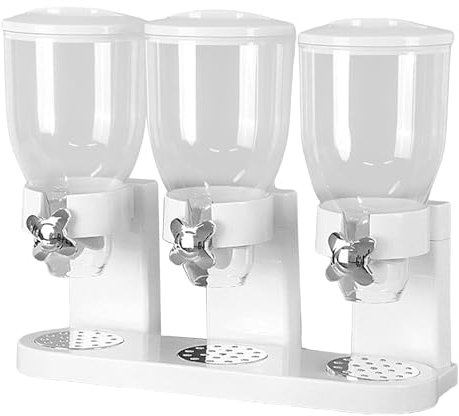 Boîte de rangement pour aliments de cuisine de 2 l – Récipient de stockage de céréales et de riz, distributeur de céréales à triple chambre | Distributeur de riz pour organisation et rangement de