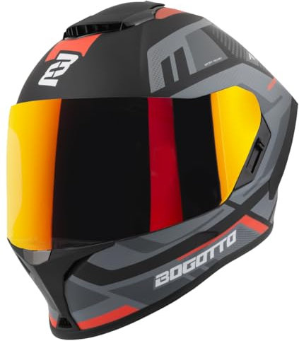 Bogotto Phantom Codex Fiberglass Helm, schwarz/grau/rot, XS