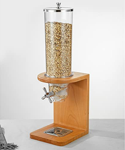 WOTZOV Countertop Dry Food Cereal Dispenser, Airtight Kitchen Storage, Can Hold Nuts, legumes, Candy, Snack, for Home Office Hotel Commercial Bar,Wood 4L