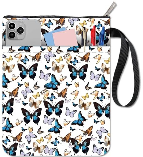 craspire Schmetterlings Buchhülle Schmetterlinge Buchschutz Für Taschenbücher Insekten Waschbarer Stoff Buchumschlag Mit Reißverschluss Und Zusätzlicher Hülle Tasche Beutel Für Buchliebhaber