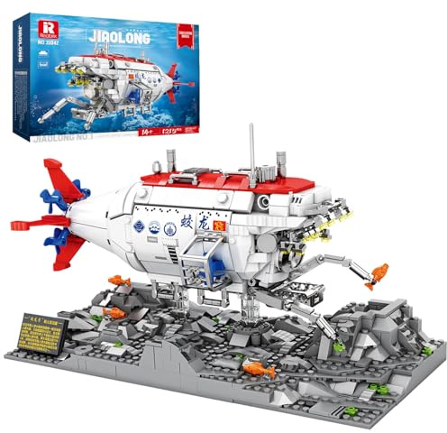 Reobrix U-Boot Modellbausatz mit Beleuchtung – 33042 Jiaolong Militär U-Boot Spielzeug Modell für Erwachsene und Jugendliche, Modellbau-Enthusiasten und Sammler（1215 Stück） | Cool Decor 33042 Schlachtschiffboot-Modellbausatz, Armee-Spielzeug, Geschenke für Herren, Kinder ab 14 Jahren, 1215 Teile