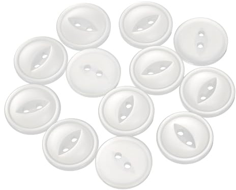 QUARKZMAN 12 Stück Knöpfe Weiß Nähknöpfe 20mmRunde Harz Buttons 2-Loch Kunststoff Knopf zum Annähen Bastelknöpfe für Hosen Kleider Röcke Blusen Hemd Anzug Jeans DIY Handwerk