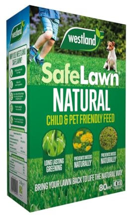 Westland SafeLawn– Organic Lawn Fertilizer for Greener, Healthier Grass, Safe for Children & Pets, Breaks Down Moss & Thatch, Promotes Strong Lawn Growth, Natural & Eco-Friendly