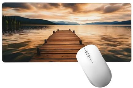 Sonnenuntergang Mauspad XXL 1400 x 600 mm, Gaming Mauspad Brücke Mausepad mit Genähten Kanten, Rutschfeste Gummibasis Schreibtischunterlage, Mouse Pad Verbessert Präzision und Geschwindigkeit H-466