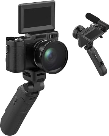 Camera da vlogging 4K, fotocamera 4K Ultra HD Camera digitale da viaggio da | da viaggio per videoconiere, attrezzatura anti-shake, shake di streaming live