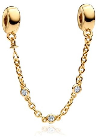 YUMINN Goldene Sicherheitskette Charms 925 Sterling Silber für Armbänder und Halsketten Dangle Anhänger Perlen Schmuck Geschenke für Damen