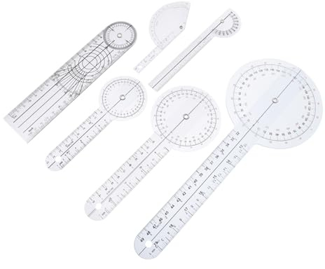 Veemoon 6pezzi Goniometri Spinali in Plastica Trasparente Righello Angolare Rotativo Misurazione Precisa Articolazioni e Dita Strumento Medico Per Fisioterapia e Valutazioni Ortopediche