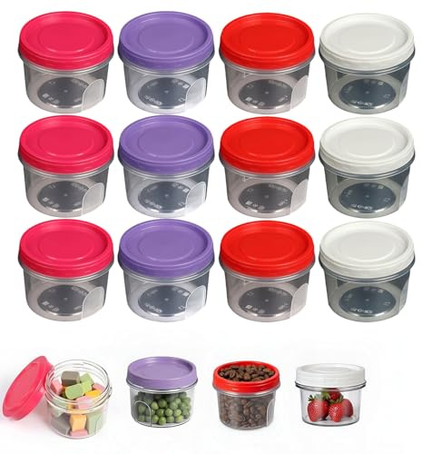 Ksnowqi 12 Piezas Recipientes de Plástico 500ml, Contenedores de Alimentos Pequeños, Tarros para Helados, Recipiente Comida para Salsas, Sopas para Congelador Lavavajillas