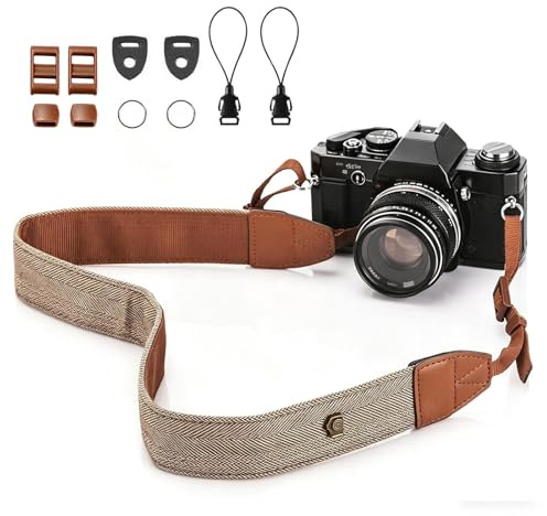 XILIYAI Camera Neck Strap, Cotton Woven Camera Strap Adjustable Camera Strap for Camcorder,and Nikon,Canon,Sony,Minolta,Panasonic,SLR,DSLR Digital Binoculars Video(Khaki)