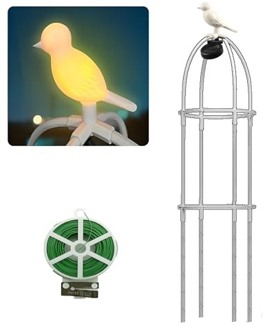 Enrejado Para Plantas Trepadoras, Enrejado Jardin Exterior Desmontable, Soporte Plantas Trepadoras Para Rosales Y Tomateras De Interior Y Exterior, Con Luz Solar Con Sensor Automático(25*120cm/9.8*47