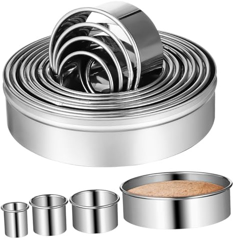 Anillos Acero Hornear Inoxidable 12 para Piezas de Galletas y Postres