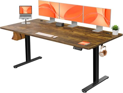 ErGear Elektriskt höjdjusterbart skrivbord 160 x 80 cm, skrivbord justerbar höjd med 4 minnesfunktion, spelbord med fyrdelad bordsskiva