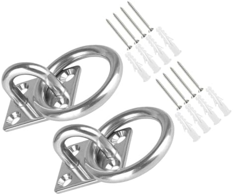 AKOOSY 2 Piezas Ganchos de Techo Inoxidable para Hamacas de Placas de Anclaje Resistentes para Instalación Paredes de Fijación y Duradera