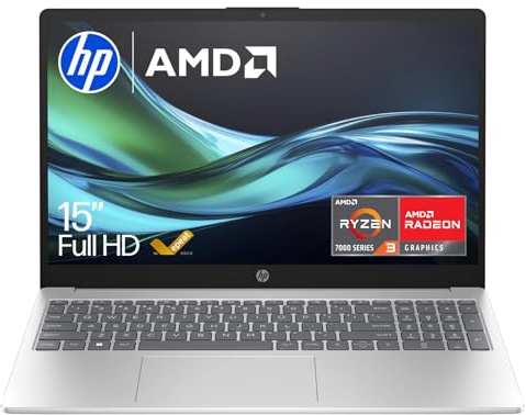 HP 15-fc0053na 15.6 Laptop (AMD Ryzen 3 7320U CPU | 8GB DDR4-3200MHz RAM | 512GB NVMe SSD | Wi-Fi 6 |Bluetooth 5.4 | Windows 11 Home) - Meteor Silver