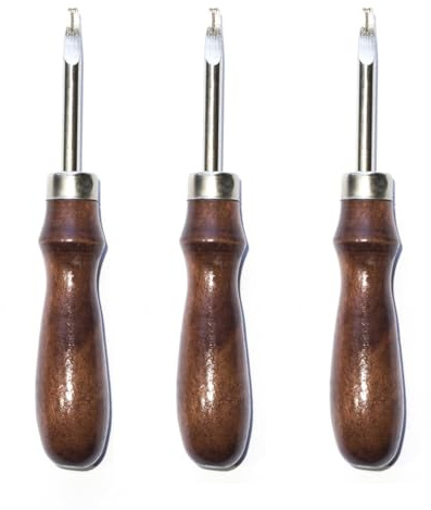 CRAFTPOINT 3er Set Leder Kantenschneider in 3 Größen für 1.0–2.4 mm Leder, Lederwerkzeug zum Anfasen und Abrunden von Lederkanten, DIY und Sattlerei