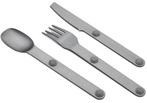 Niesel Ensemble de couverts de camping, 3 pièces, cuillère magnétique, couteau de fourchette, kit de couverts de randonnée - pour voyage, hommes, randonnée, camping, pique-nique, vélo