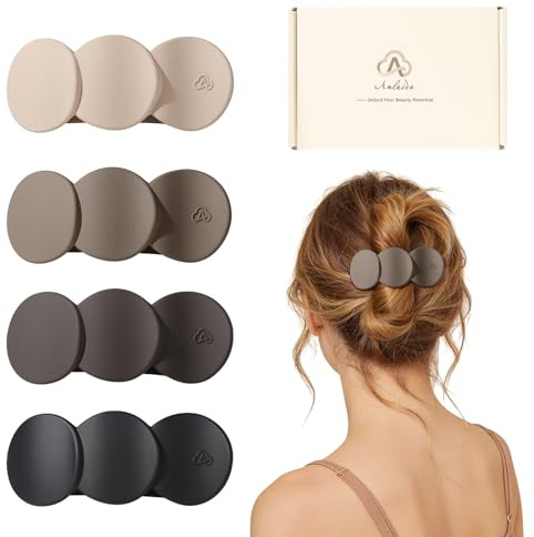 Amlaidu Haarklammern für Frauen, 4er-Pack Flache Krokodilklemmen für dicke & dünne Haare, Styling-Seitenklammern für Auto, Yoga & Alltag - Beige, Hellbraun, Dunkelbraun, Schwarz