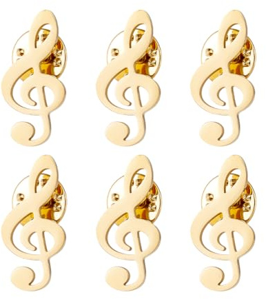 SUPERFINDINGS 6 spille per note musicali, argento/oro, eleganti spille in acciaio inox 304, spille per amanti della musica, per feste di musica, cappello, cravatta, sciarpe, decorazioni, 27x13mm
