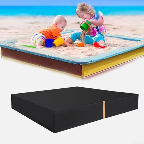 Sandkastenabdeckung, quadratisch, wasserdicht, staubdicht, Oxford-Stoff, Sandkasten-Schutzhülle, faltbar, UV-Schutz, mit reflektierenden Streifen (120 x 120 x 20 cm)