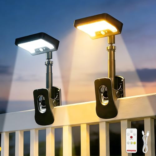 INDARUN Lampes Solaires D'extérieur avec Télécommande, Lampe de Sécurité Solaire avec Détecteur de Mouvement pour Clôture, Garage, Camping, Allée, lot de 2