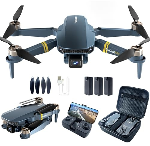 Drohne mit 4K HD-Kamera für Anfänger, Klappbar 3 Batterien 84+ Min. Flug, Reichweite 800m, Motor ohne Balais F89-DE-260129-2