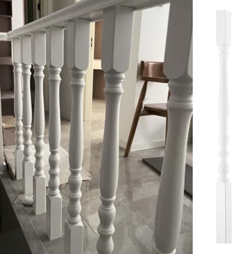 Balustres d'escalier en Bois, poteaux de Balustrade d'escalier intérieurs Blancs pour Grenier/Couloir/terrasse, Colonne de Rampe d'escalier avec vis (Taille : 2 pièces)