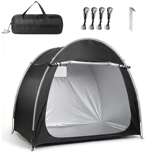 Bike Storage Shed Tent, Outdoor Portable Bicycle Storage Sheds with Storage Bag & Portable Carry Bag, Waterproof Bike Covers Shelter for Motorcycle,Garden Tools,Toys,Lawn Mower (Black)