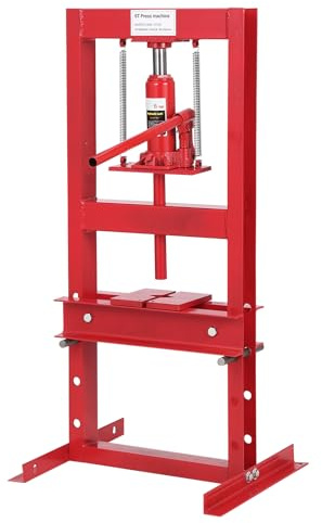 Garvee Stabile Hydraulikpresse H-Rahmen – 20T/12T Werkstattpresse mit Flaschenheber & Pressplatten, höhenverstellbarer Tisch, für Biegen, Richten & Metallbearbeitung, robust, rot – Für Industrie &
