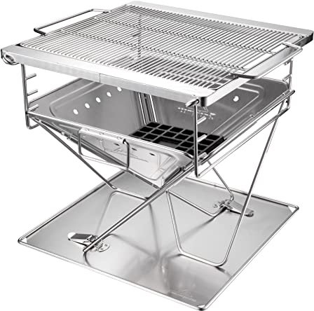 Campingmoon barbecue barbecue braciere pieghevole in acciaio inox – grande MT-045