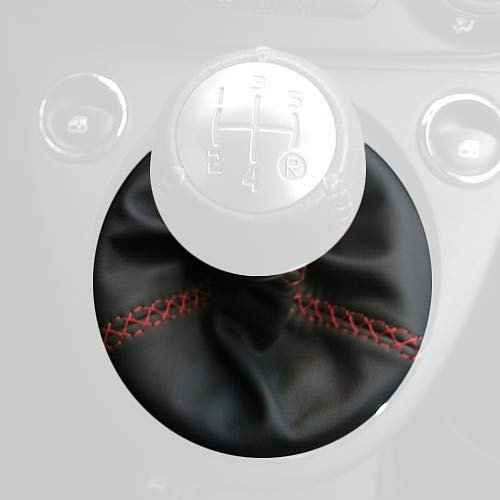 RedlineGoods Schaltsack Manschette (Abarth) kompatibel mit FIAT 500 Abarth 2008-21. Maßgeschneidert - Nicht universell. Echtes Top Qualitat Italienisches Alcantara. Schwarz mit Rotem Faden
