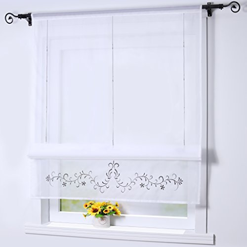 Joyswahl Raffrollo Voile Raffgardinen mit Tunnelzug Vanessa Bändchenrollos BxH 100x140cm Grau 1er Pack