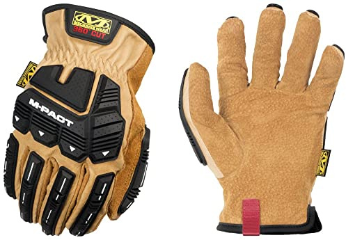 Mechanix Wear Durahide M-Pact Driver F9-360 Handschuhe, Braun - M | Herren-Schnittschutz Level F & TPR-Stoßschutz; abriebfestes DuraHide-Leder, elastische Stretchstulpe, langlebige Nähte