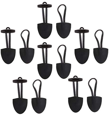 LOVIVER 6-knöpfiger Verschluss Dufflecoat Knopf, Schwarz, PU-Leder, Harz, Knopf, 15,9 x 3,9 cm, 6 Stück