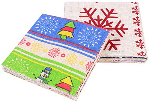 MILISTEN 40 Stück Weihnachten Baumwolle Stoff Bündel Blumen Vorgeschnittenen Patchwork Blatt Quadrate Nähtuch für DIY Quilten Scrapbooking 10X10cm (Zufälliges Muster)
