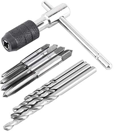 9PCS/Set T-Handle Ratchet Tap Holder Wrench M3 M4 M5 M6 Thread Metric Screw Taps Twist Drill Bits Threading Manual Tapping Accessories