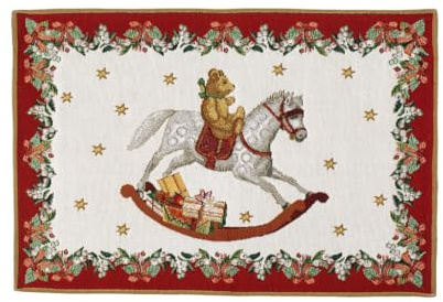 Villeroy & Boch – Toy's Fantasy Platzset Schaukelpferd Mehrfarbig, Gobelin Platzset, Tischset Weihnachten rechteckig, Baumwolle