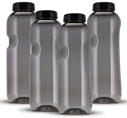 Kavodrink 4 x Tritan Trinkflasche 0,75L Wasserflasche schwarz Sportflasche BPA frei Flasche 750ml
