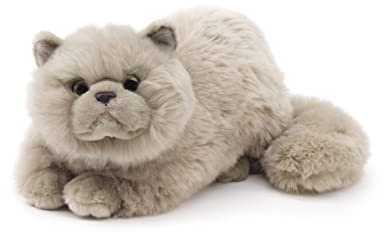 Uni-Toys - Chat Persan Gris, couché - 31 cm (Longueur) - Chat en Peluche - Peluche, Doudou