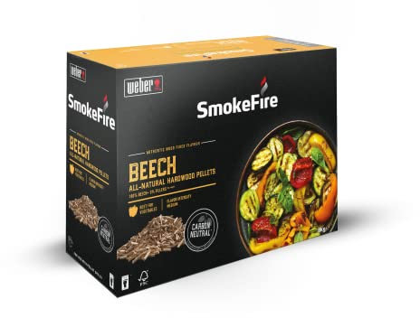 Weber Pellets de Madera - Madera de Haya (8kg), perfectos para ahumar verduras, madera 100% natural, producto de la UE, certificada FSC sostenible (18292)