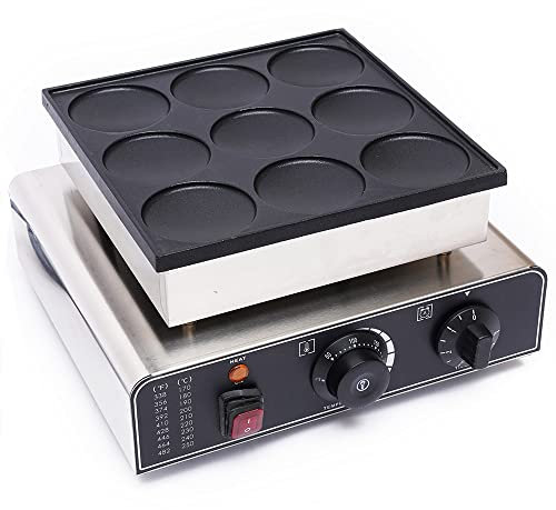 Futchoy Gofrera Crepegerät Crepes Machine Comercial Crepes Maker Crepes Sartenes para 9 jamones de palate, Dorayaki, Pancake (3,03 x 3,03 x 0,39 pulgadas)